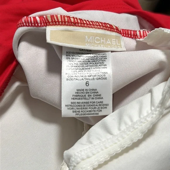 NWOT MICHAEL Michael Kors Red One-Shoulder Swimsuit - Picture 3 of 4